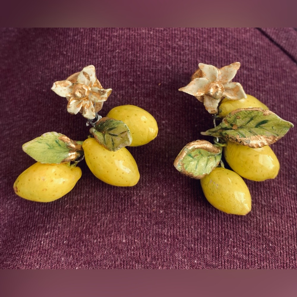 Lemon-Themed Floral Earrings